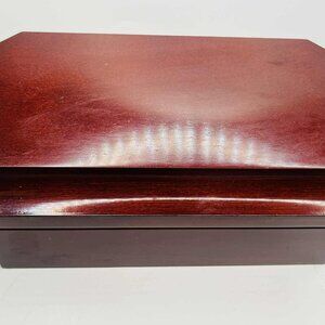 Vintage Mahogany Style Jewelry Box Classic Wood 1970s